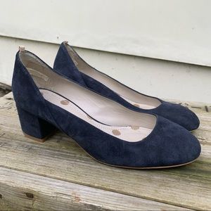 Boden navy blue suede block heels